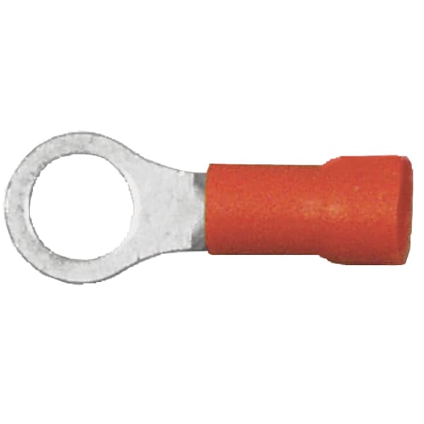 Ring Terminal, 3/8 in Stud Size, 14 AWG, 600 V, PVC Insulated, Blue, 100 PK